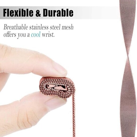 Smartwatch Compatible 20mm Metal Mesh Bracelet Wristband Magnetic Adjustable EUC - Picture 3 of 12